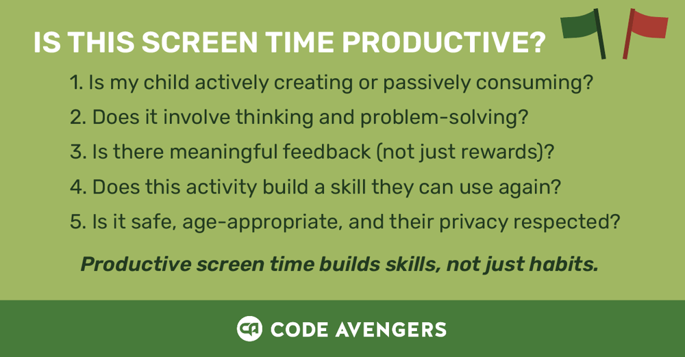 Productive Screen Time Check List for Parents
